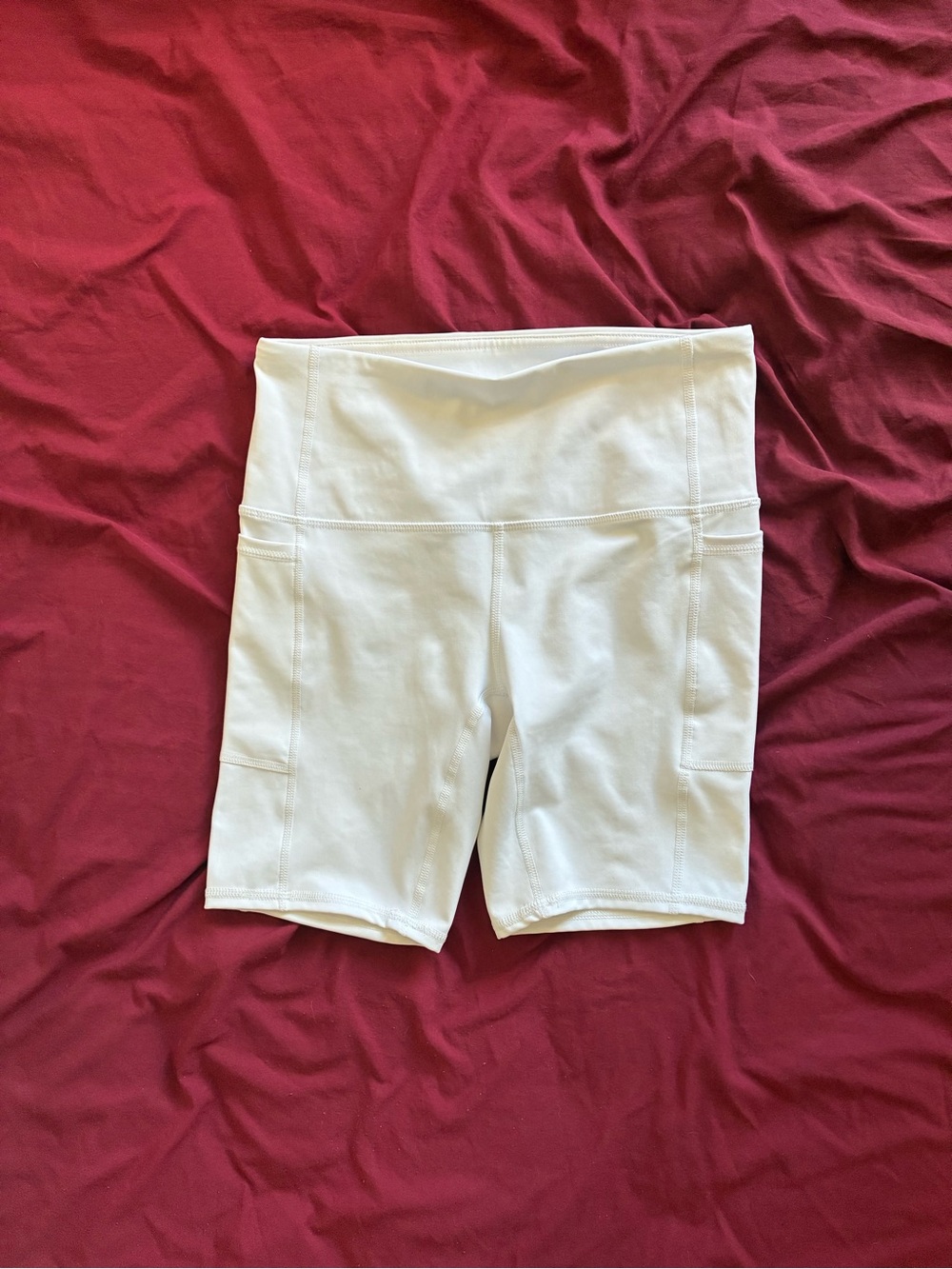 RBX White High-Rise Bike Shorts with Side Pockets